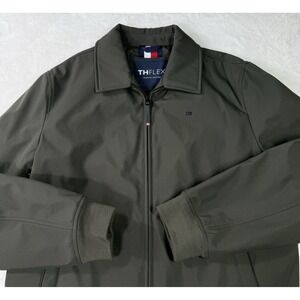 Tommy Hilfiger TH Flex Wind Resistant Bomber Jacket Mens Medium Green Softshell